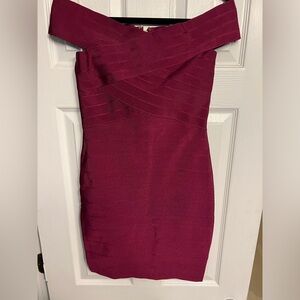 WOW Couture 
Fitted Fushia Mini Dress - off the shoulder